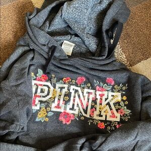 PINK Victoria's Secret Gray Floral Hoodie